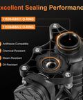 Direct Fit Heat Management Thermostat Housing Assembly With Sensor No Fuss Bolt Up For BMW X3 X4 X5 Z4 GT 2019 To 2024 B46 B48 Engines 11538642560 close-up view showcasing dual O-rings for sealing performance.