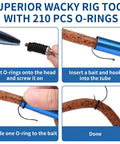 Gradient Wacky Rig Tool With Silicone O Rings 210 Pcs For 3 To 4 Inch And 5 To 7 Inch Worm Lures assembly steps