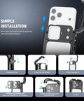 Step-by-step installation guide for Phone Cage Rig for iPhone 17 Pro Max With Quick Release Stabilizer Kit.