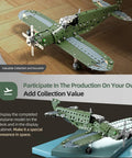 Hands-On DIY Model Airplane Kit With 285 Metal Parts, Fighter Jet STEM Building Project on display shelf