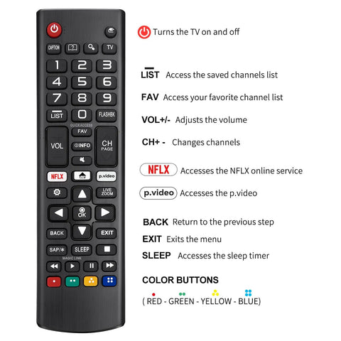 Universal Smart TV Remote Replacement For All LG OLED 3D ThinQ TVs With Battery Easy Setup No Fuss Plug And Play Control For AKB75095307