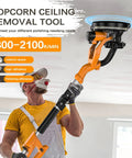 Heavy Duty Electric Drywall Sander With Vacuum Dust Collector For Popcorn Ceiling Removal And Smooth Wall Finishing No Dust Hassle Job Site Must Have, in use by a contractor.