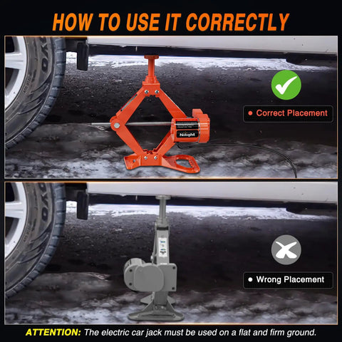 Electric Car Jack 3 Ton Floor Jack Kit With Remote 12V Auto Scissor Lift Portable Tire Change Tool 6600LBS Capacity Double Pad Orange Red Finish Easy One Touch Lift For Quick Car Repairs