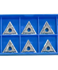Top Notch Carbide Inserts For Aluminum Turning TNMG332 TNMG160408 10 Pack with gray polished surface in blue tray