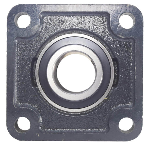 Front view of 2-3/8 Inch Four Bolt Flange Bearing With Two Set Screws UCF212-38 F4B-SC-206 Cast Iron Housing Grease Zerk