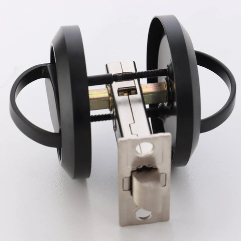 Sleek Stainless Steel Low Profile Door Knobs With Butter Smooth Nonlocking Flat Handle and Hidden Recessed Cup shape mounted on a white background.