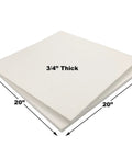Top view of two white ceramic fiber insulation boards, 20x20 in, 3/4 in thick, pack of 2