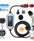 Game Changing 22Kw 32A Three Phase Type Two Portable EV Charger With Wifi App Control, 5m cable and charging interface.