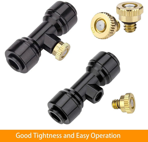 Outdoor Misting Kit With 98.4 Feet Of Brass Nozzle Line, 50 Brass Nozzles, 50 T Connectors, And Three Quarter Inch Faucet Adapters