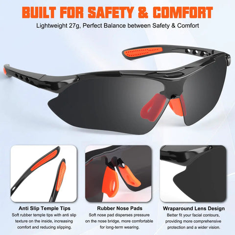 Snag These Heavy Duty 12 Pack Bulk Protective Eyewear For Men And Women Straight Up Certified Ansi Z87 Specs With Uv Defense And Scratch Proof Wrap Frames Built Tough For Job Sites And Diy Adventures, showing lightweight glasses with rubber pads.
