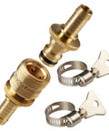 Easy Connect Garden Hose Repair Kit With Built In Quick Connects 1/2 Inch Barbs And Two Tool Free Clamps for splicing hoses