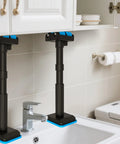 No Sweat Adjustable Telescopic Furniture Lifter Brackets With Heavy Duty 220 Pound Support Jack For Bathroom Vanities Undermount Sinks And Kitchen Cabinets Stress Free Setup Built Solid under a cabinet