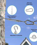 Heavy Duty 304 Stainless Steel Shade Sail Hardware Kit For 6 Inch Installations showing attachment on tree and components