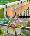 Adjustable Window Box Brackets Set, Heavy Duty Iron Planter Brackets For Railings, Easy Install Displayed on Fences, Black