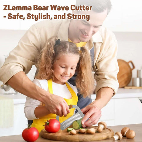 ZLemma bear-shaped wave cutter knife for kids with rounded tip and stainless steel blade, front view