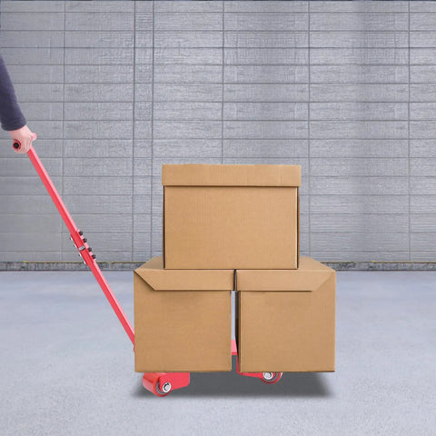 Killer Heavy Duty Iron And Pu Mover Dolly Cart With Three Swivel Wheels For Industrial Warehouse Usage Supporting 4409 Lbs Capacity Rust Resistant Reinforced Base with stacked boxes