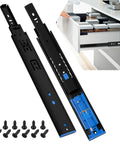 Push To Open Soft Close Drawer Slides Heavy Duty 100 Lb Load Capacity Side Mount Ball Bearing Rails 18 Inch with mounting screws