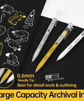 Bold White Gel Pens 0.6mm Fine Point 3 Pack For Artists Sketching And Crafters Opaque White Ink That Pops On Black Paper Quick Dry