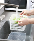 Using Three Pack Fridge Storage Containers With Lids And Strainer Basket That Keeps Fruits Vegetables Berry And Meat Fresh Longer