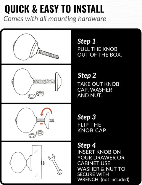 Get Ready For Major Furniture Glow Ups With Our 12 Pack Of Decorative Ceramic Drawer Pulls For Kitchen Cabinets And Bathroom Vanities Featuring Hand Painted Glazed Details That Are Super Tough And Bring Instant Boutique Vibes Just Swap Them On. Step-by-step installation guide with images of ceramic drawer pulls, mounting hardware included.
