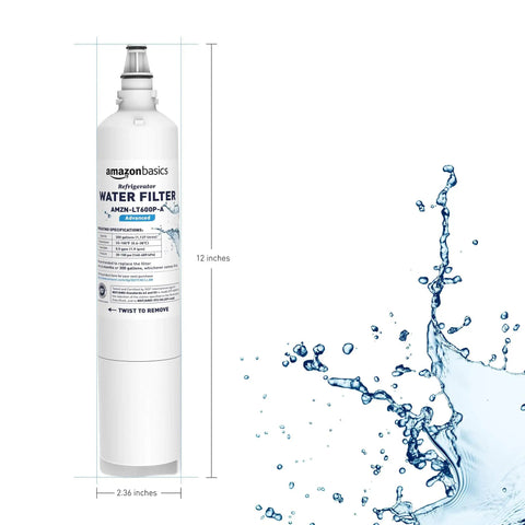 LG LT600P Refrigerator Water Filter Replacement For Advanced Filtration With Leak-Proof Fit and water splash illustration