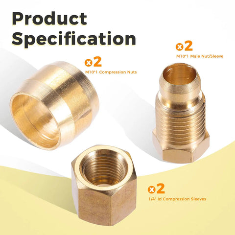 One Quarter Inch OD Stainless Steel Flexible Gas Line With Compression Fittings Kit Easy Install, 36 Inch Length parts detail