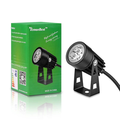 Outdoor LED Landscape Up Down Light Spotlight Low Voltage 12V, Cool White 6300K, displayed with packaging box.