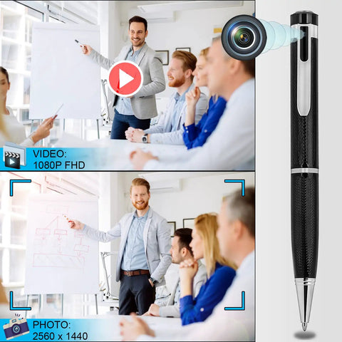 Image of 64GB Camera Pen 1080P Hidden Spy Camera With Motion Detection Portable Security Pen for meetings, depicting indoor use.