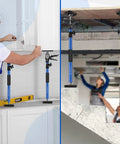 People using 4 Pack Steel Telescopic Support Poles With Quick Adjustable Third Hand System for cabinet installation and construction support