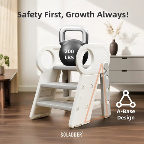 Super Handy Adjustable Foldable Toddler Step Stool For Bathroom Sink Nifty Anti Slip Three In One Kids Climbing Aid Rock Solid Lightweight Gray Helper Easy Setup Smooth Operation Safe Grip Non Skid Surfaces Top Shelf Quality