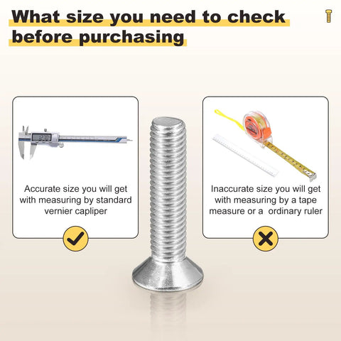 Tough As Nails Phillips Head Machine Screws And Lock Nuts Kit M6 X 50mm showing measuring tools for accurate sizing.