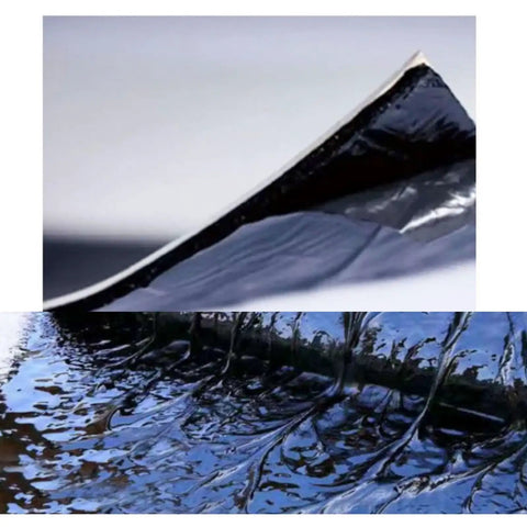 Close-up of Heavy Duty Flashing Tape For Roofs Hella Waterproof Aluminum Foil showing adhesive layer and smooth surface.