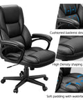 All Day Comfort Executive Office Chair With High Back And Lumbar Support, Adjustable Height And Tilt, Dope Swivel PU Leather Desk Chair