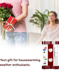 4 in 1 Analog Weather Station for Desk with Galileo Thermometer and FitzRoy Storm Glass, 7 by 4.4 Inches in wood holder