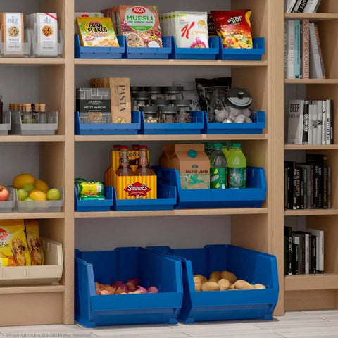 Heavy Duty Plastic Shelf Bins For Garage, Closet And Drawers, 18 X 6.5 X 4 Inches, Yellow Storage Bins, 12 Pack, Durable Organization