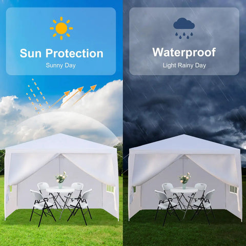 10x10 Feet Outdoor Gazebo With Detachable Sidewalls UV Blocking Waterproof Canopy Tent set up for sun and rain protection