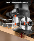 Heavy Duty Rock Solid 1 HP Wood Router 710W showing precise depth adjustment for cutting through wood.