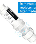 Inline Sediment And Anti Scale Water Filter For Hose Three Quarter Inch GHT Thread Reusable And High Flow shown with label