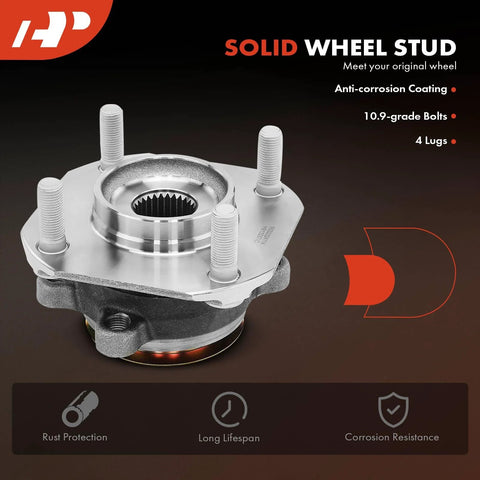 Front Wheel Bearing And Hub Assembly For 2007 2012 Nissan Sentra With Four Lug And Four Wheel ABS, close-up view