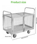 Heavy Duty 2000 Lbs Platform Truck With Secure Cage Reinforced Steel Warehouse Utility Cart with dimensions 120cm x 70cm x 20cm.