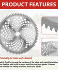 Pro Grade Heavy Duty Trimmer Head Kit With 10 Inch 80 Tooth Carbide Tip Blades, close-up of blade teeth and features