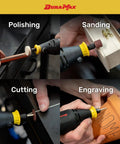 Rotary Tool Kit With 40 Piece Accessory Set Including Diamond Point Bits And Carry Case Variable Speed 8000 To 30000 RPM 120V For Cutting Grinding Polishing And Sanding Your Go To DIY Setup For Home Projects showing polishing, sanding, cutting, and engraving.