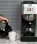 12 Cup Commercial Coffee Maker Stainless Steel Dual Brew Machine For Office And Restaurant with person pouring coffee