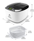 Ultrasonic Jewelry Cleaner 850ml With LCD Screen And 5 Digital Timers, shown with removable basket accessory.