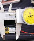 Caliper measuring a Six-Pack Mini N20 Gear Motor, 3V To 6V DC High Torque Micro Motor with full metal gearbox for DIY projects