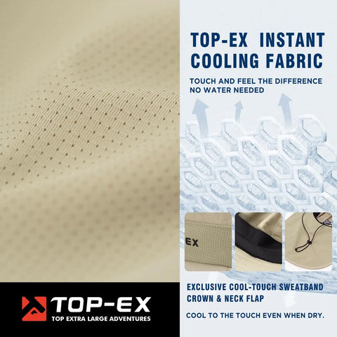 Cooling Sun Hat With Neck Flap For Men And Women, Breathable Wide Brim, UV Protection, Instant Cooling Tech Fabric Details