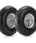 2-Pack Pneumatic Air Filled 10 Inch Hand Truck Wheels With 4.10/3.50-4 Tires, Heavy-Duty Replacement For Garden Carts And Utility Carts