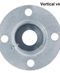 Vertical view of 4 Pack 1-3/8 Inch Chain Link Fence Post Floor Flanges Surface Mount Beefy Heavy Duty Round Post Bases Electro Galvanized Steel