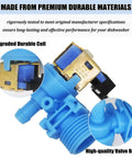 Dishwasher Inlet Valve Replacement W10327249 WPW10327249 with blue coil and durable plastic valve body