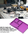Magnetic Aluminum Screw Tray For RC Repairs And Maintenance Holds Screws Nuts And Washers The Go To Organizer For Vehicles Aircraft Boats And Shop Tools in a workshop setting
